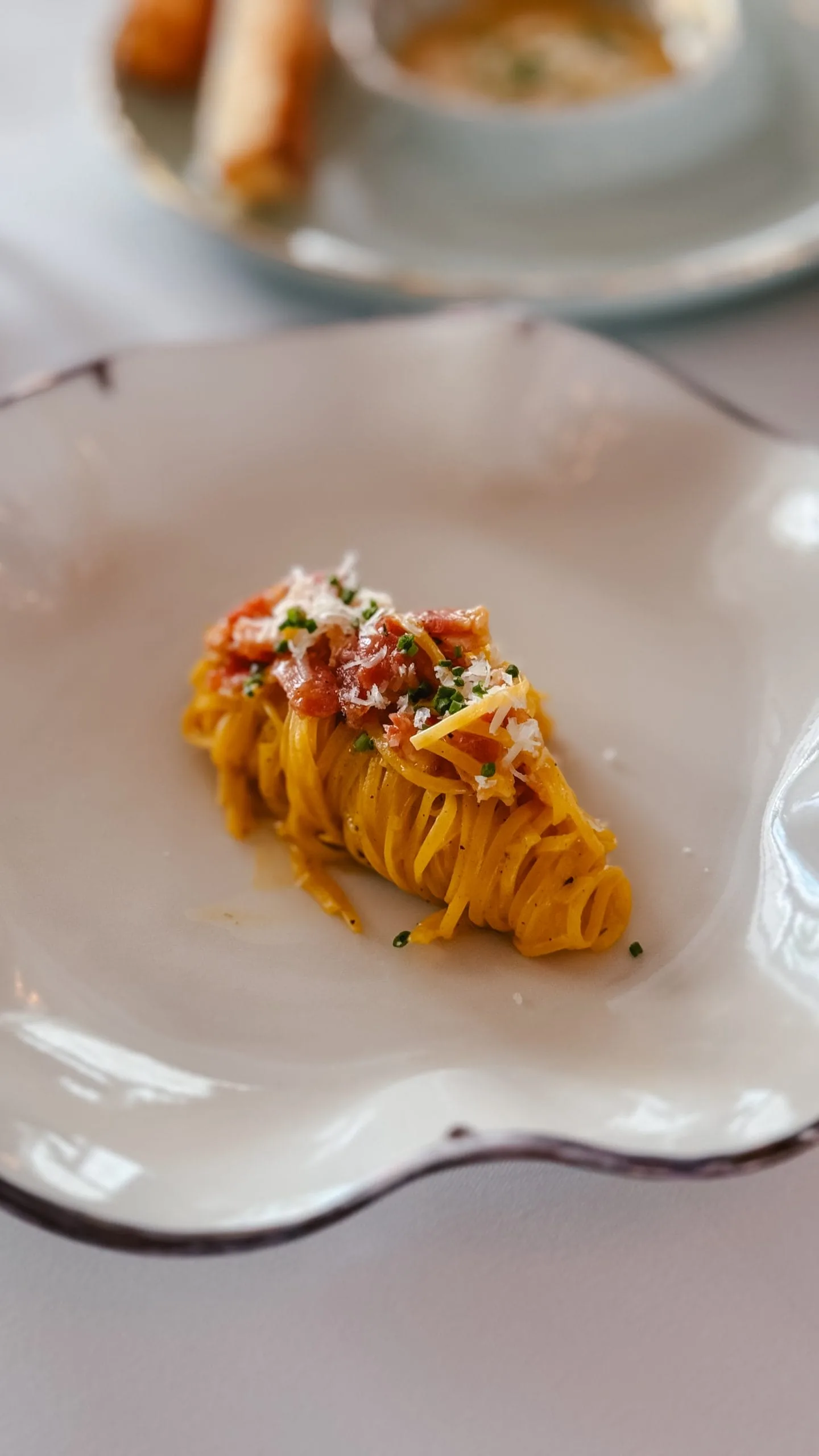 A gourmet tomato based pasta dish served at a party catering event in Bali