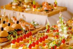 A spread of catered food