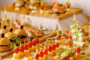A spread of catered food