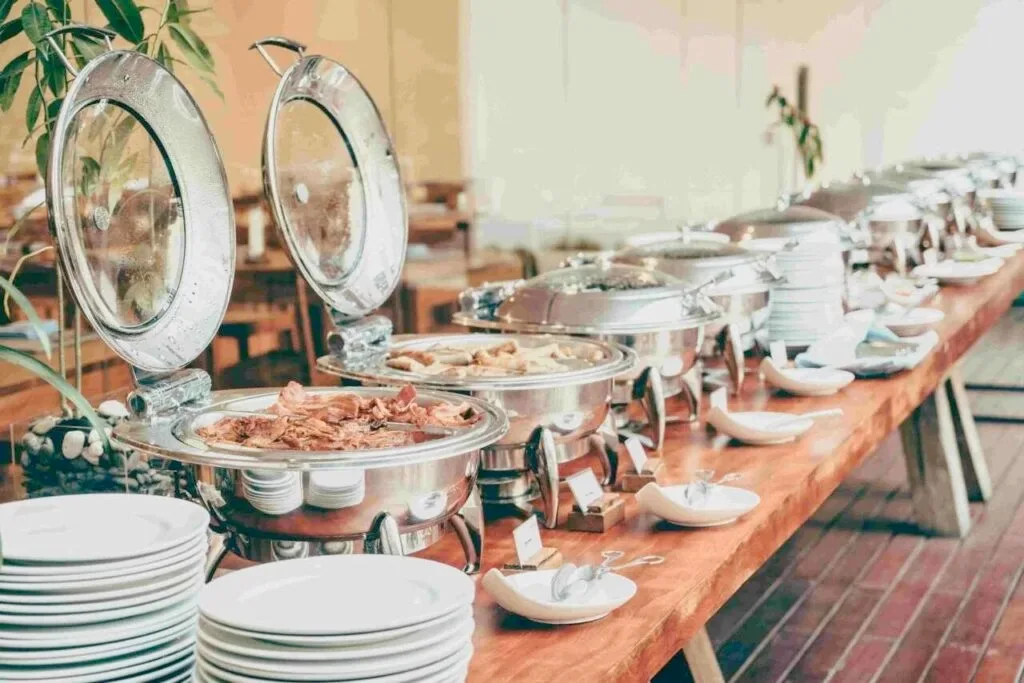 A buffet style catering station