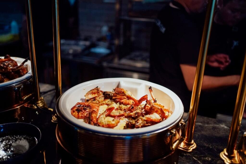 A seafood plate at a buffet