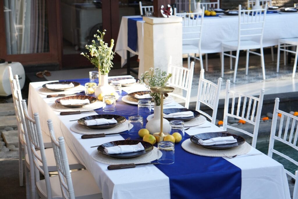 A beautifully presented table at a catering event in Bali
