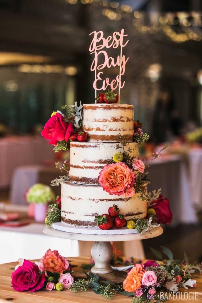 A three tiered cake dessert