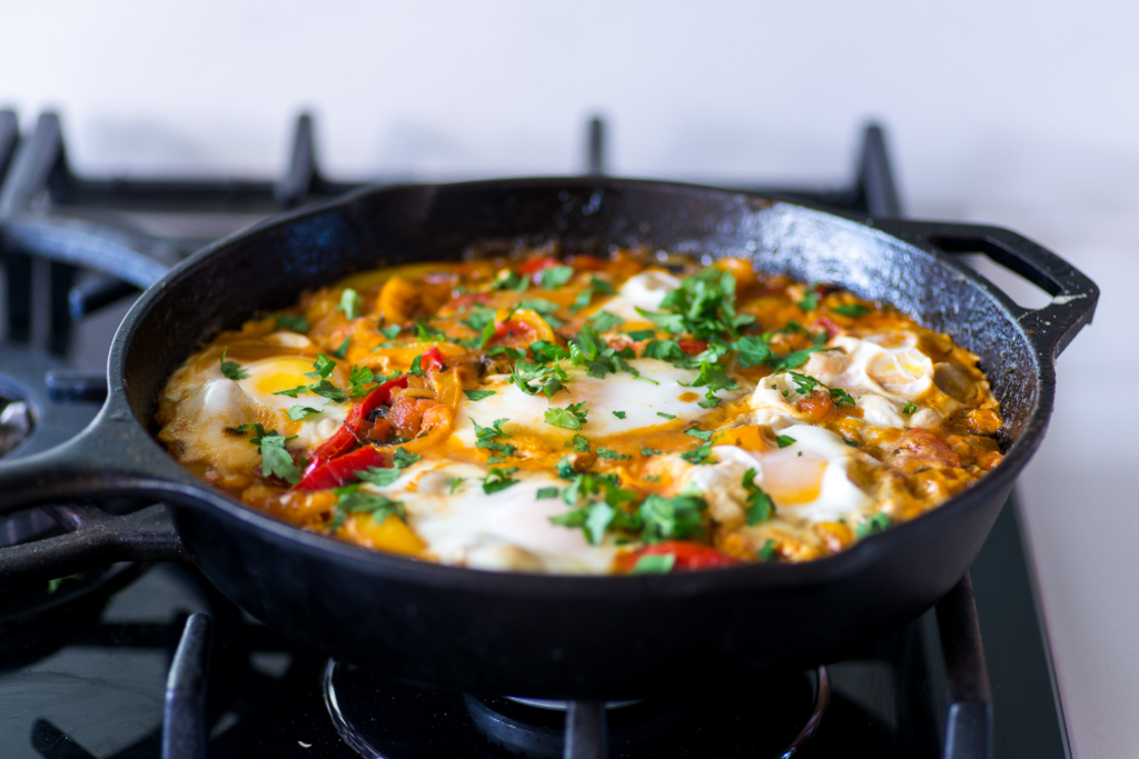 A shakshuka in a pan